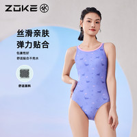 洲克小猫咪泳衣女款竞速训练温泉游泳衣zoke少女专业竞技三角泳装 2XL 粉紫小猫咪