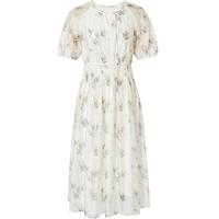 红袖奥莱夏季女装【清风竹影】灯笼袖圆领印花裙 白底花619 M