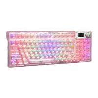 AULA 狼蛛 F98Pro 三模机械键盘 樱花粉透 冰晶线性轴