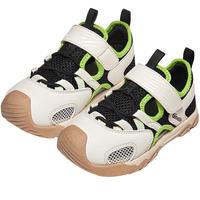 基诺浦 儿童学步鞋25夏季透气凉鞋18个月-5岁宝宝机能鞋山行系列GW1760 黑色/淡米 22.5 140mm 适合脚长136-145mm