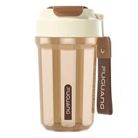 富光tritan水杯女士夏天高颜值咖啡杯双饮口直饮吸管杯子 可可咖（直饮+吸管） 560ml