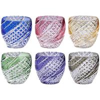 KAGAMI江户切子水晶玻璃游鱼冷酒杯清酒杯烈酒杯 宝石蓝