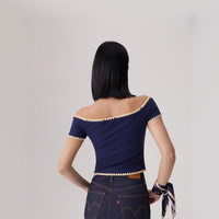 Levi's李维斯25春夏女士一字领露肩短袖T恤003I1 亮白 XS