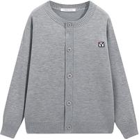 英氏（YEEHOO）儿童毛衣男童针织衫女童毛衫中大童装保暖开衫长袖上衣 浅灰 165 