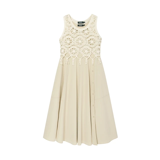 Desigual25春夏针织钩针背心两件套连衣裙