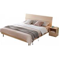 QuanU 全友 106302 简约板式床+床头柜*2 白橡木色 180*200cm
