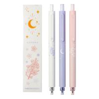 KACO 文采 按动中性笔 路边夜樱 黑2粉1 0.5mm 3支装