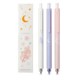 KACO 按动中性笔 路边夜樱 黑2粉1 0.5mm 3支装