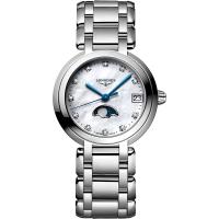 LONGINES 瑞士手表 心月系列 月相女士钢带石英表L81154876
