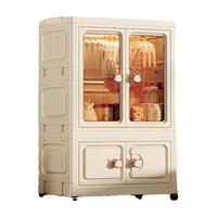 懒人空间免安装儿童衣柜宝宝衣橱婴儿小衣柜无味无醛卧室衣物收纳柜储物柜 64CM轻奢衣柜 1柜+1箱 环保无味/玫瑰金把手