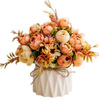 SUGER LOVE 爱已装糖 塑料花花瓶套装 菊花苞黄