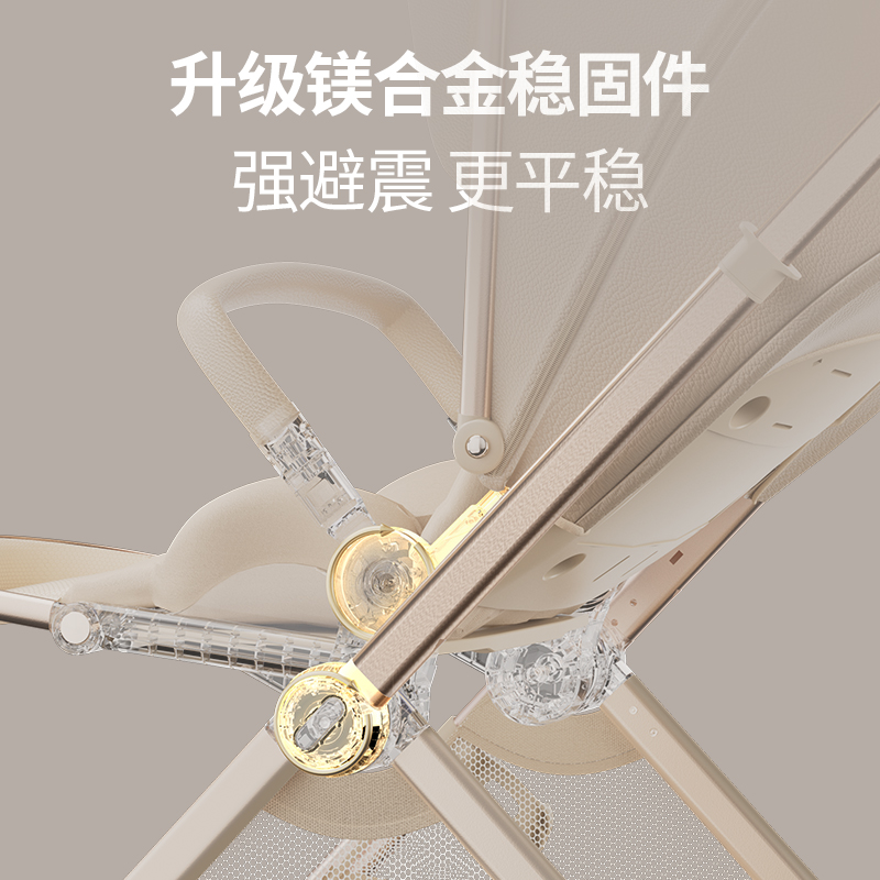 coballe酷贝乐A8婴儿推车可坐躺轻便折叠高景观婴幼儿新生手推车 星钻银Plus【推杆换向+镁合金稳固件】