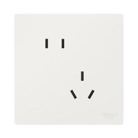 德力西（DELIXI）开关插座面板 哑光磨砂大板家用86型超薄墙壁电源开关CD295汉玉白 斜五孔插座10只装