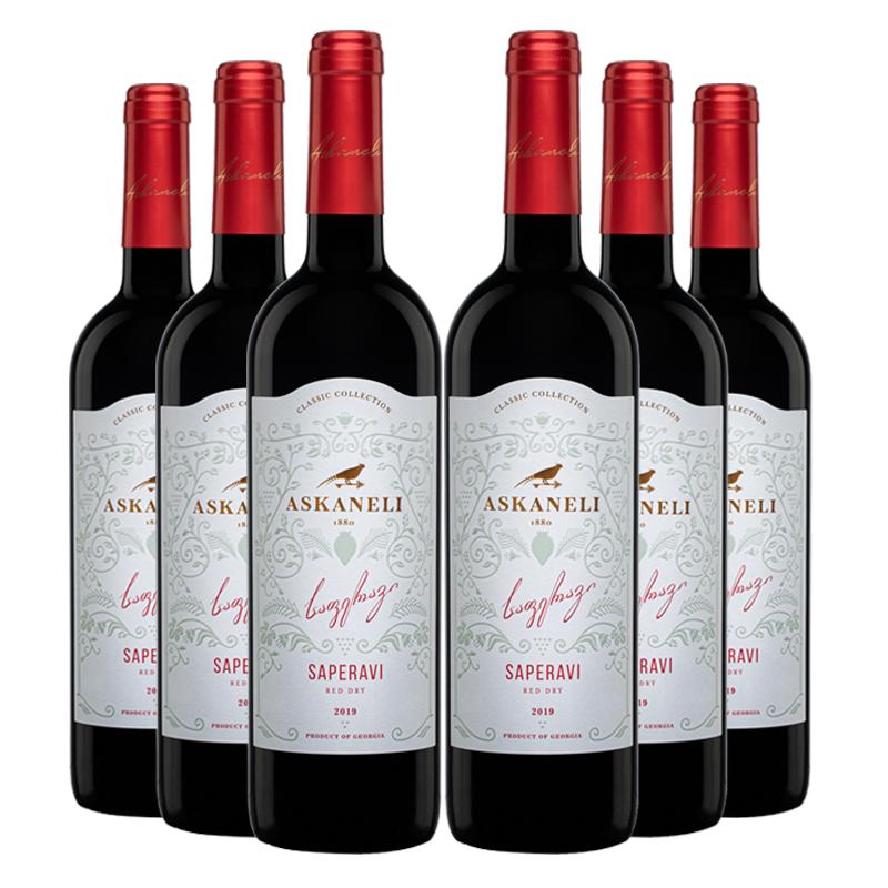 ASKANELI格鲁吉亚红酒萨佩拉维Saperavi干红葡萄酒 均衡口感果香750ml*6瓶