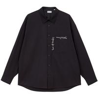 杰克·琼斯(JACK&JONES)新款春秋男士上衣宽松尖领休闲衬衣字母刺绣纯色衬衫男装