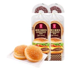 嘉顿 汉堡面包胚新鲜含芝麻面营养早餐下午茶糕点225g*2袋