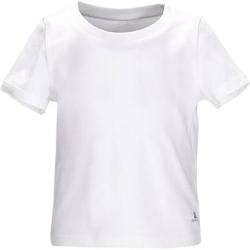 迪卡侬 短袖t恤运动纯色服小童纯棉宽松上衣小童白色5~6岁-2880304