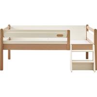 全友家居 原木风青少年半高床1.5米小户型多功能收纳储物板式双人床 【米白+木纹】单床