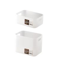 CHAHUA 茶花 150005+150006 把手收纳盒 22*15*16.9cm+22*15*8.6cm 2个 半透明磨砂