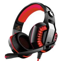 KOTION EACH 因卓 G2000 二代 升级版 耳罩式头戴式有线耳机 黑红色 3.5mm双插+USB口