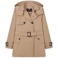 Teenie Weenie小熊春季休闲气质可拆卸连帽系带风衣外套上衣女 卡其色 S (160)