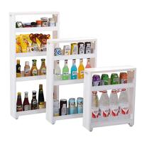 傲家 夹缝置物架 厨房卫生间窄缝收纳架可移动落地多层浴室缝隙整理架 三层/白色