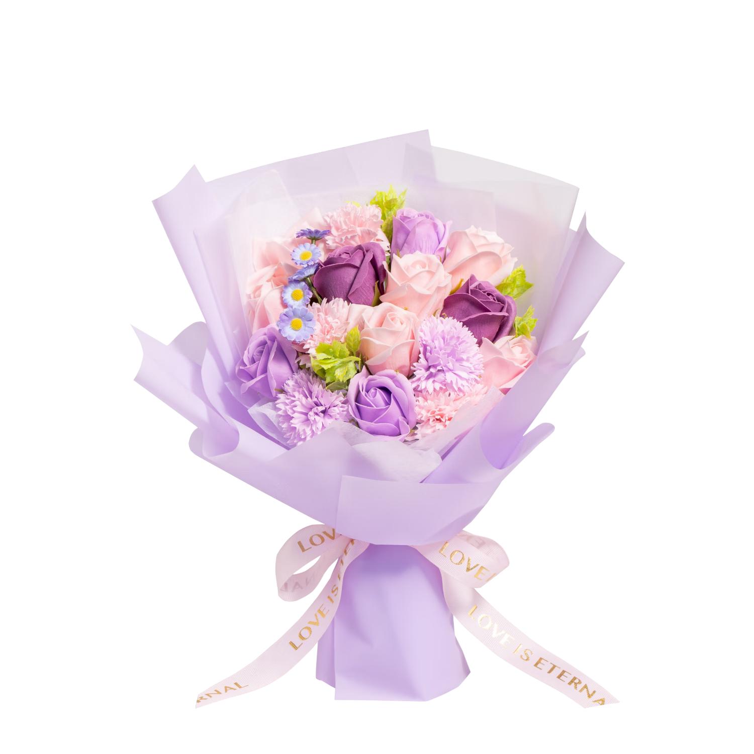 SWEETIE.甜蜜点 16朵康乃馨玫瑰三八妇花束香皂花非鲜花