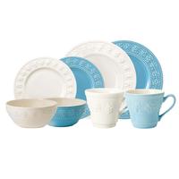WEDGWOOD【佳选】欢愉假日2人食陶瓷餐具套装8件套送闺蜜奢礼速达 欢愉蓝白两人食餐套 8头