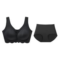 都市丽人内衣女无尺码均码光面无痕聚拢无钢圈文胸罩套装2B351N 黑色