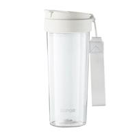 苏泊尔(SUPOR)水杯大容量塑料杯便携男女运动户外茶水分离650ml月光白 直饮+便携提手-月光白 650ml