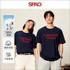 SPAO SP圆领简约短袖t恤男女款2025年夏季运动风上衣SPDX25SD01XY 藏青/红色双排字 L