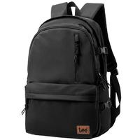 Lee 潮流双肩包男高中大书包女休闲背包大容量旅行电脑包黑色