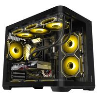 鑫谷(segotep)流莹·光弧黑色机箱(曲面玻璃侧透/顶置360水冷位/Type-C接口/多硬盘位设计/游戏台式电脑主机箱)