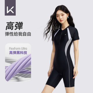 Keep泳衣女款连体2025专业保守显瘦遮肉游泳馆大码游泳衣 L 黑白连体【视觉纤腰】三分