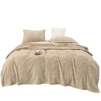 洁丽雅毛毯加厚高克重塔芙绒提花毛毯午休毯 200*230cm蝴蝶-浅卡其 塔芙绒【浅卡其】