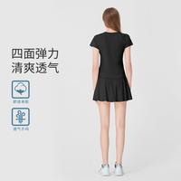 骆驼 CAMEL【防走光两件套】羽毛球服套装夏季短袖上衣高腰短裙运动服套装女