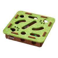 喵丽丝猫玩具自嗨解闷小猫宠物猫咪益智迷宫掏洞毛毡盒子逗猫铃铛球 【方形绿棕】益智逗猫迷宫掏球乐