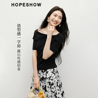 红袖设计感蝴蝶结针织衫2025夏季女装一字肩轻熟甜美气质百搭上衣 本白001 M