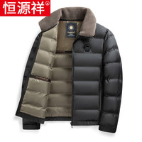 恒源祥品牌高档羽绒棉服轻暖羽绒服男冬季新款立领轻薄保暖防寒通勤外套 黑色 2XL