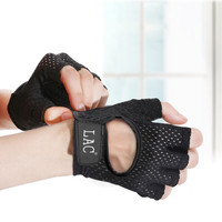 烙色 LAC 健身手套女防滑半指运动手套男士耐磨器械训练半指护腕 黑色透气S