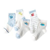 YeeHoO英氏5双装儿童袜子男童透气网眼童袜9-12岁宝宝短袜A类针织袜纯棉 XL 8-12岁适合脚长20-22cm