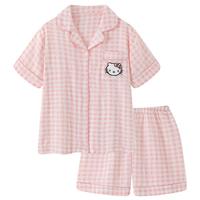缪黛可爱kitty猫睡衣女款夏季纯棉短袖夏天棉纱可外穿2025家居服