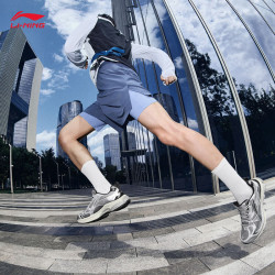 李宁 扶摇BOOM丨跑鞋男子老爹鞋轻量高回弹复古跑步鞋 银色/铁灰色-3 43