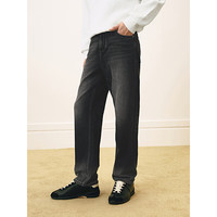 GXG男装 牛仔裤直筒长裤男士裤子2025春季 黑灰 165/S S -165