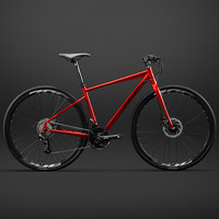 菲利普变速公路车自行车轻快破风竞速男女款赛车青少年碟刹弯把单车 GX100【火焰红】-直把-30轮组 L码（适175-185cm） 14速 手变一体