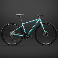 菲利普变速公路车自行车轻快破风竞速男女款赛车青少年碟刹弯把单车 GX100【比安奇】-直把-30轮组 M码（适165-175cm） 14速 手变一体