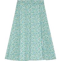 lagogo高腰法式多巴胺半身裙女拉谷谷春夏碎花穿搭开叉雪纺裙子 绿白 S 155/36