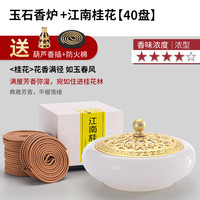 88VIP：轩椽阁 琉璃玉石香炉 家用室内办公室书房檀香沉香熏香炉 颜色：白色 规格：玉石金莲+40盘装江南桂花+铜香插