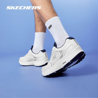 斯凯奇（Skechers）暮光鞋丨男子时尚复古跑步鞋子轻软回弹减震运动体育训练鞋 220371-WNV 白色/海军蓝色 39