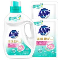 超能植沐悦色洗衣液绿色风铃草香3.38kg瓶持久留香护衣防串色洁净柔护 【9斤】1kg*2瓶+500g*5袋 云感
